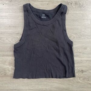 Aerie Free Spirit Dark Gray Ribbed‎ Tank Top Cropped